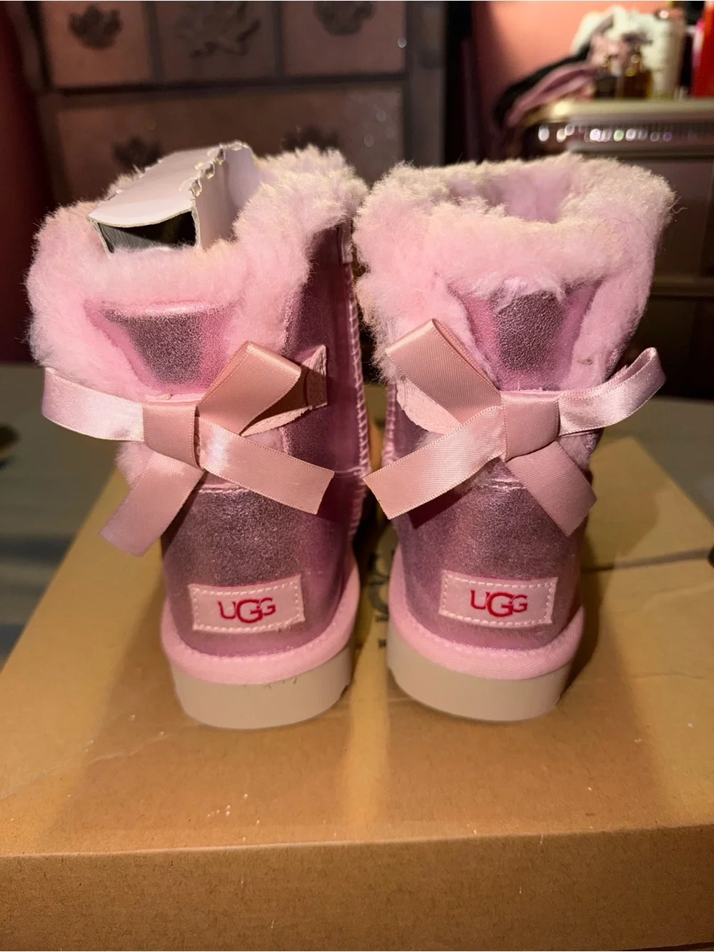 UGG Kids Metallic Pink Shearling Lined Boots